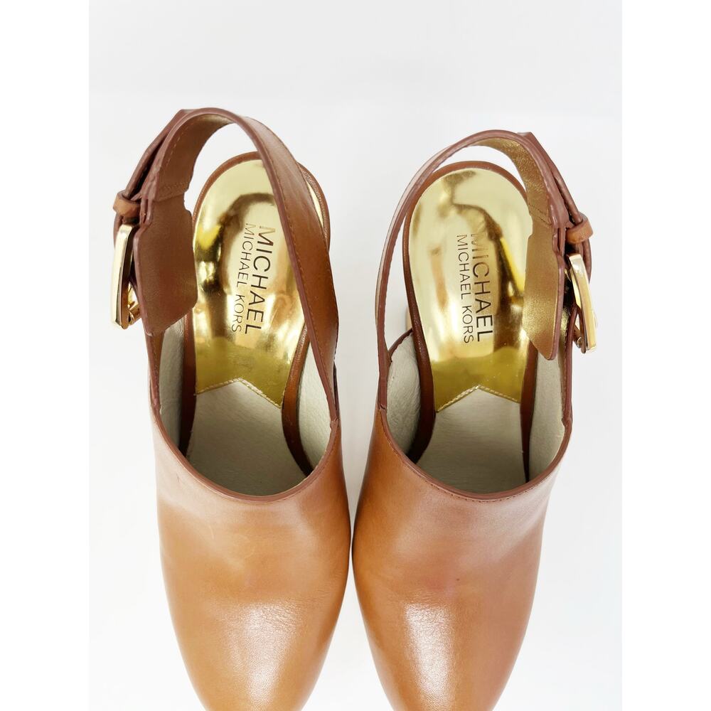 MICHAEL Michael Kors Beatrice Brown Platform Slingback Clog Heels SZ 8 - Picture 6 of 15